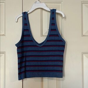 Urban Outfitters Blue and Red Striped Crop Top